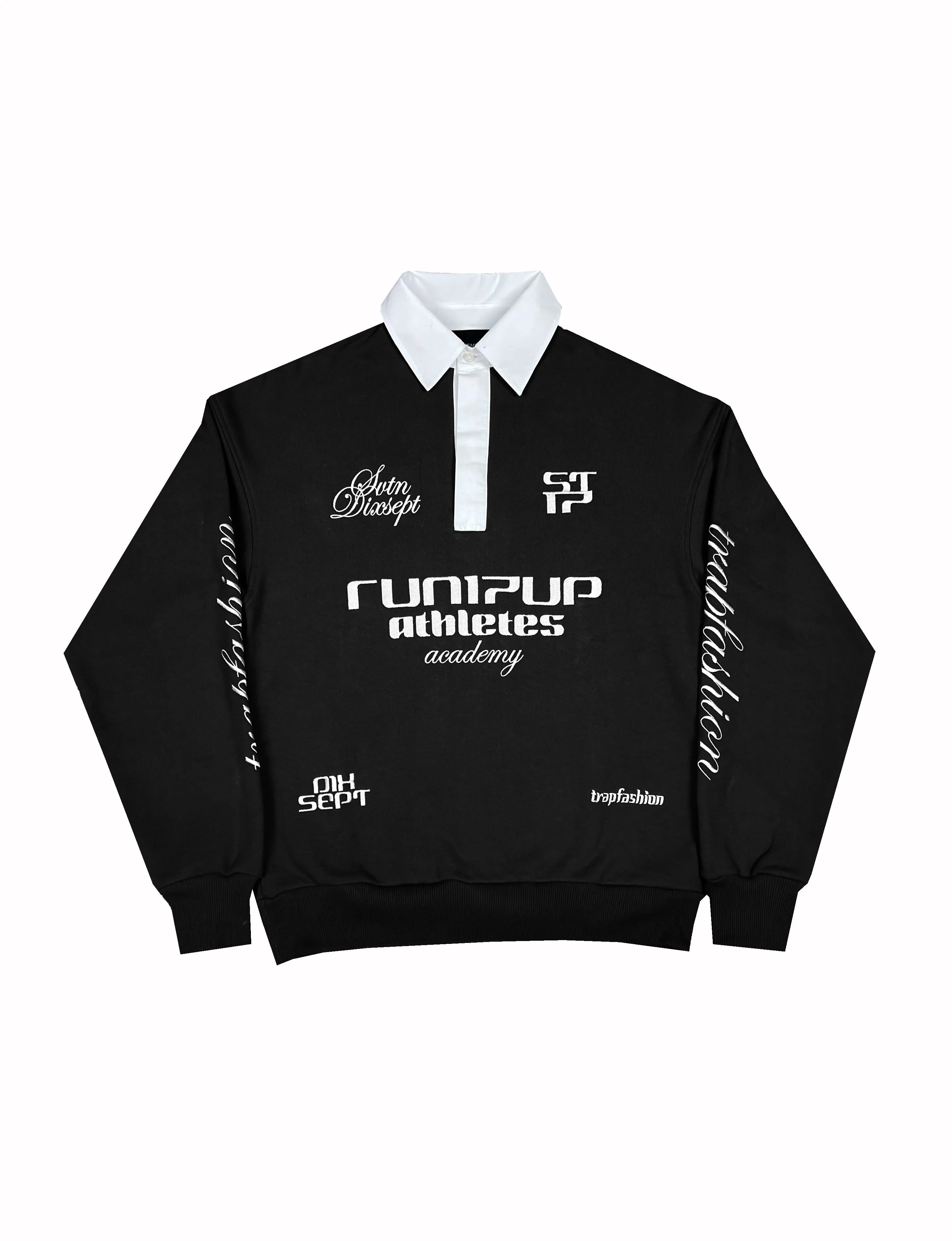 Run17up Athletes Black Polo Sweater