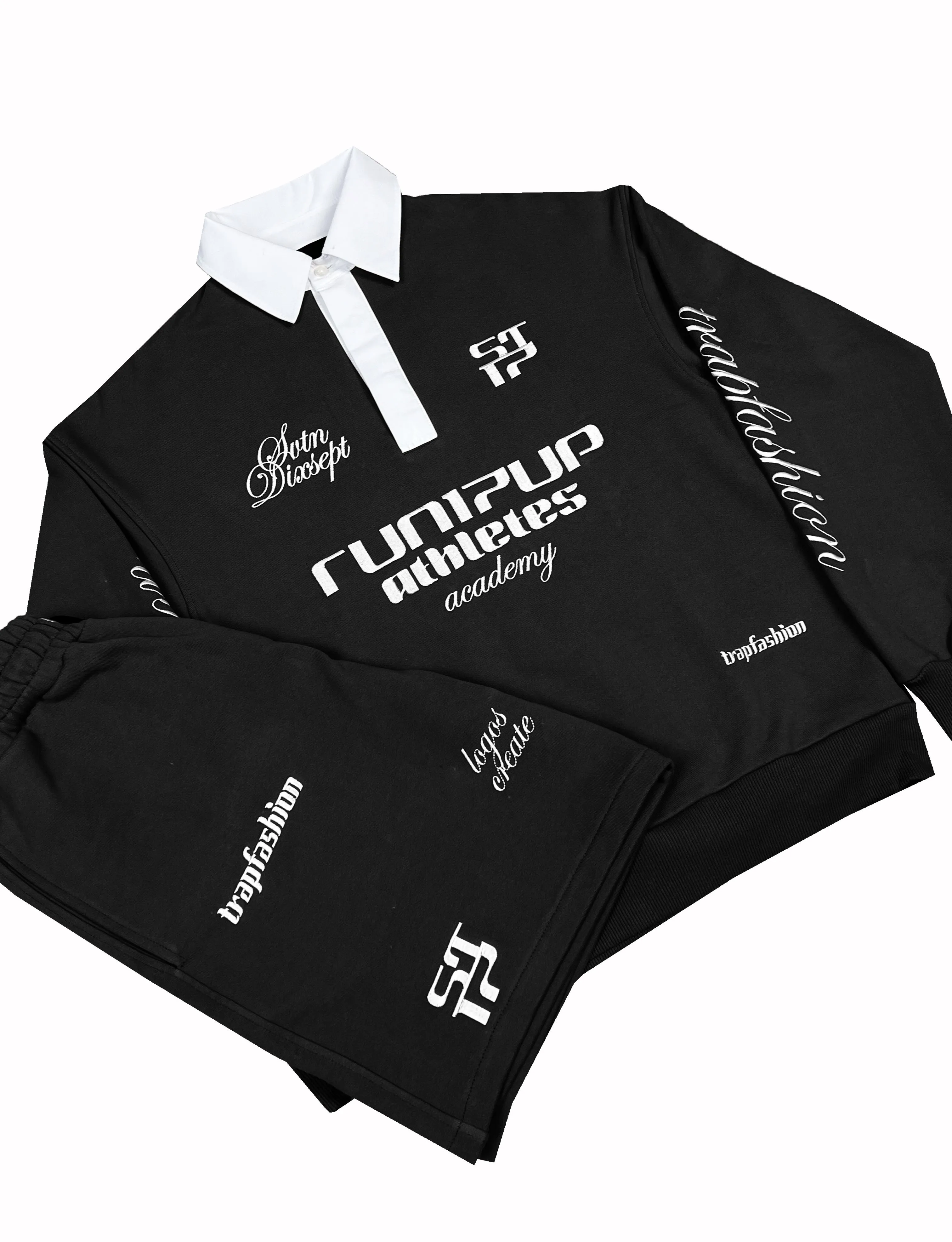 Run17up Athletes Black Polo Sweater