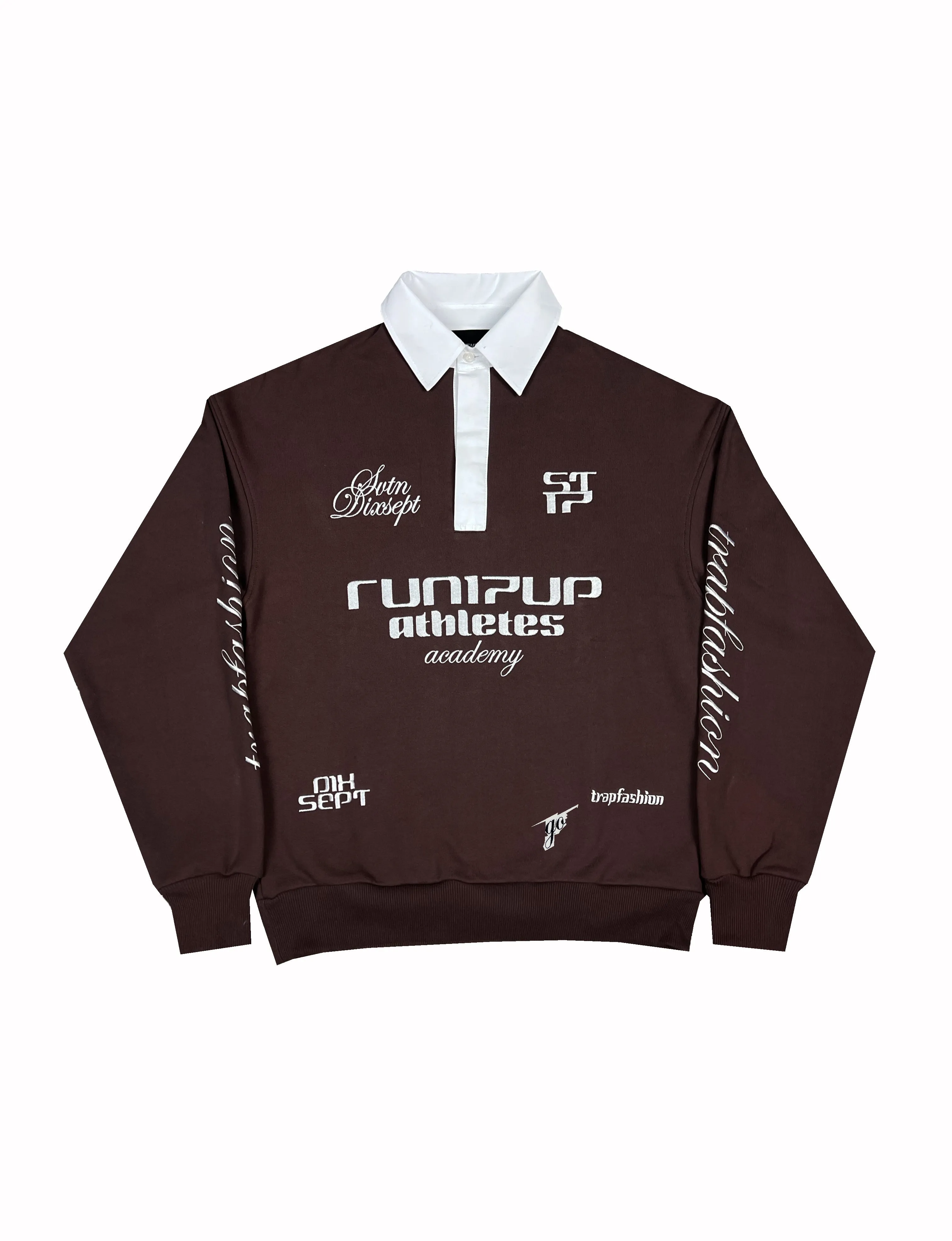 Run17up Athletes Brown Polo Sweater