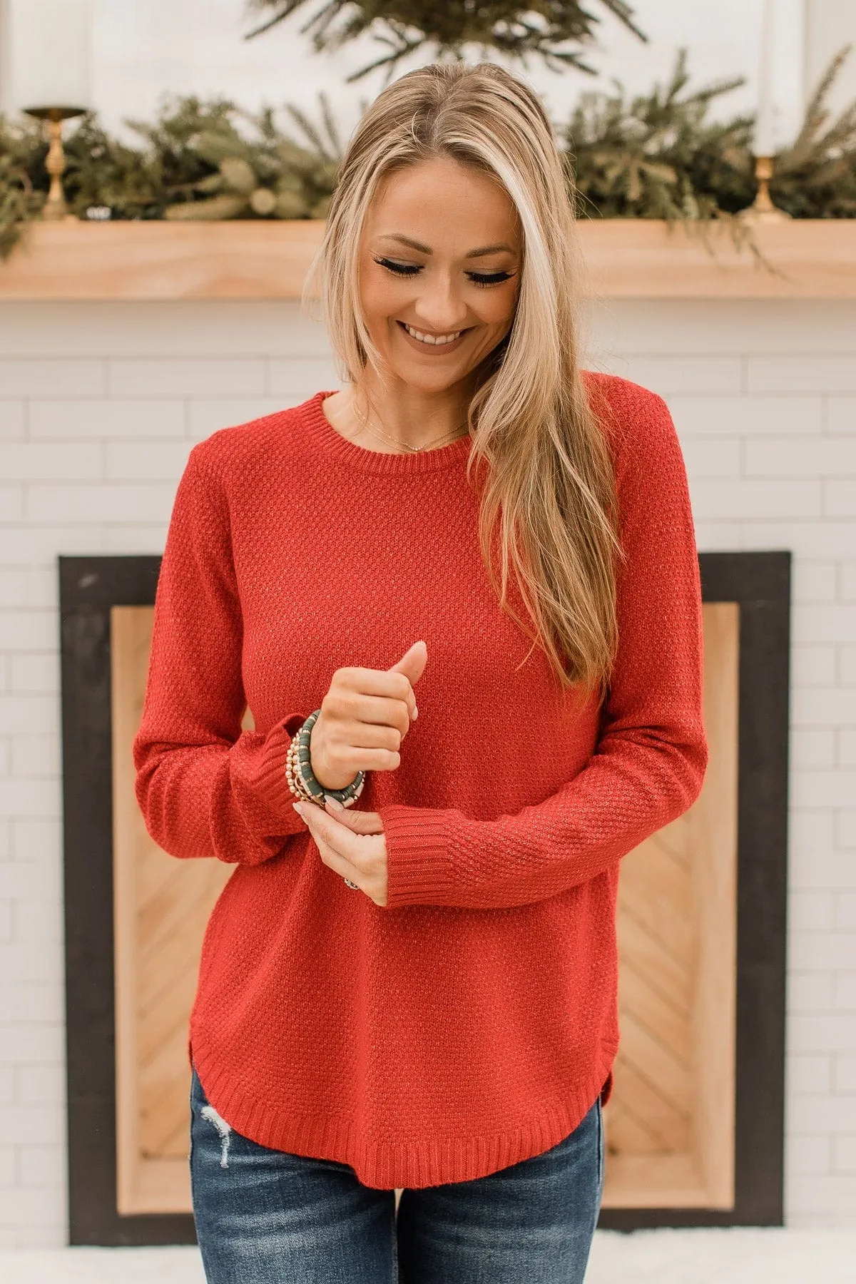 Runway Beauty Knit Sweater- Red