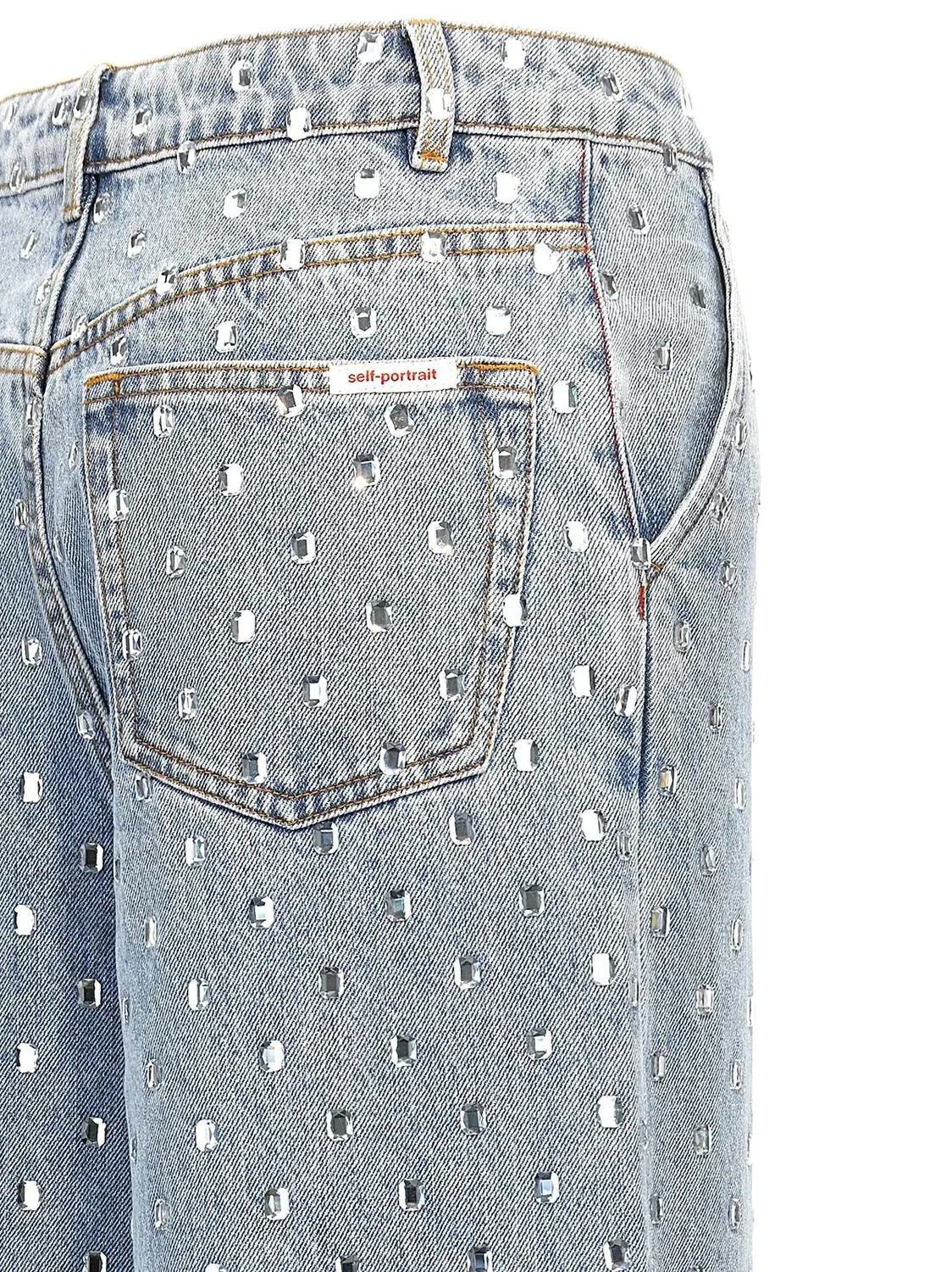 SELF-PORTRAIT Glamour Rhinestone-Embellished High-Waisted Jeans