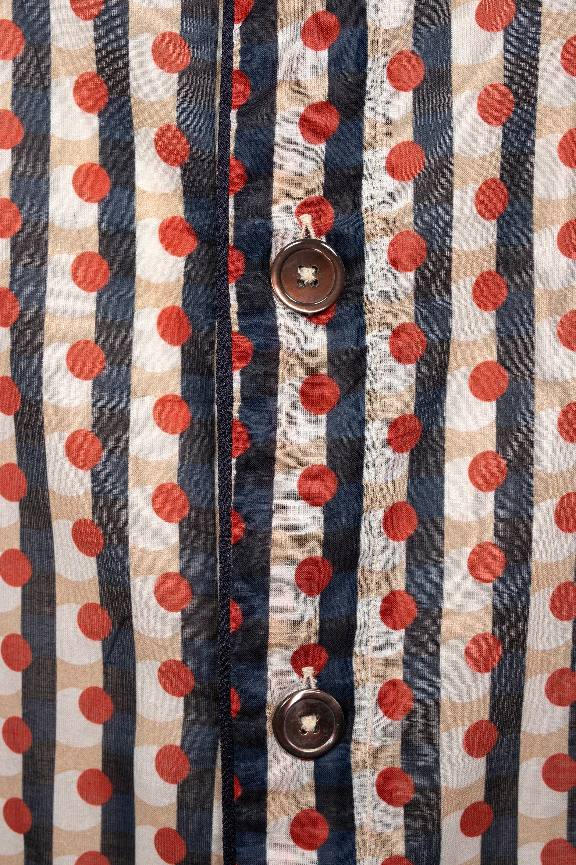 SHORT-SLEEVED-CAYENNE-COLLAR-SHIRT JAPAN with navy piping 100% COTTON Voile Medium-Stripes digital-print