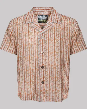 SHORT-SLEEVED-CAYENNE-COLLAR-SHIRT TAN-Brown-black 100% COTTON Voile Medium-Stripes digital-print