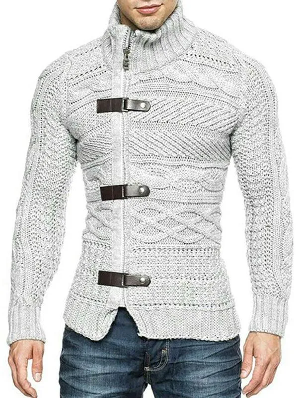 Side Buckle Men Cardigan Sweater