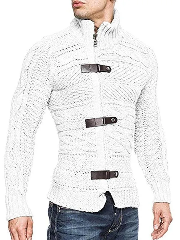 Side Buckle Men Cardigan Sweater