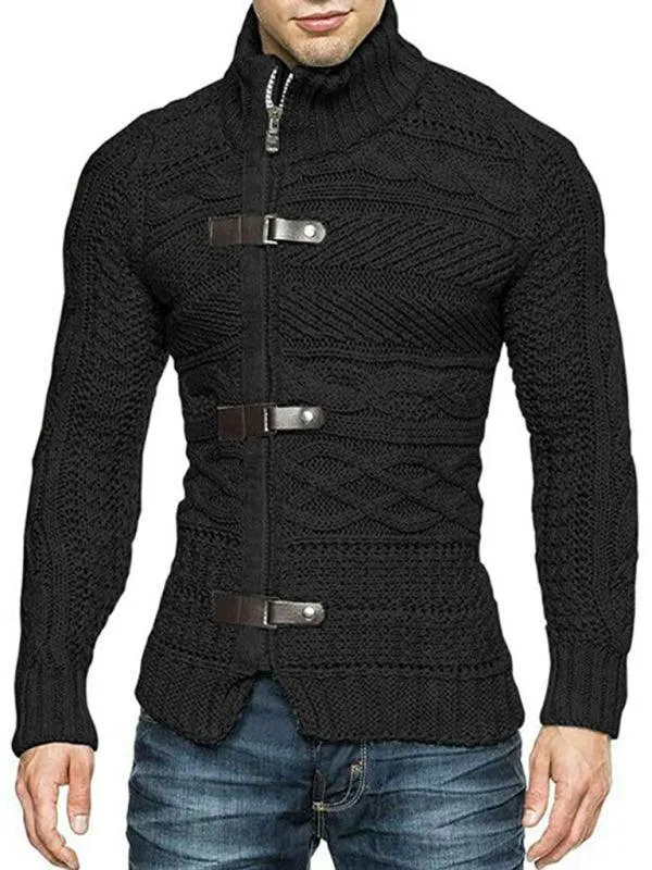 Side Buckle Men Cardigan Sweater