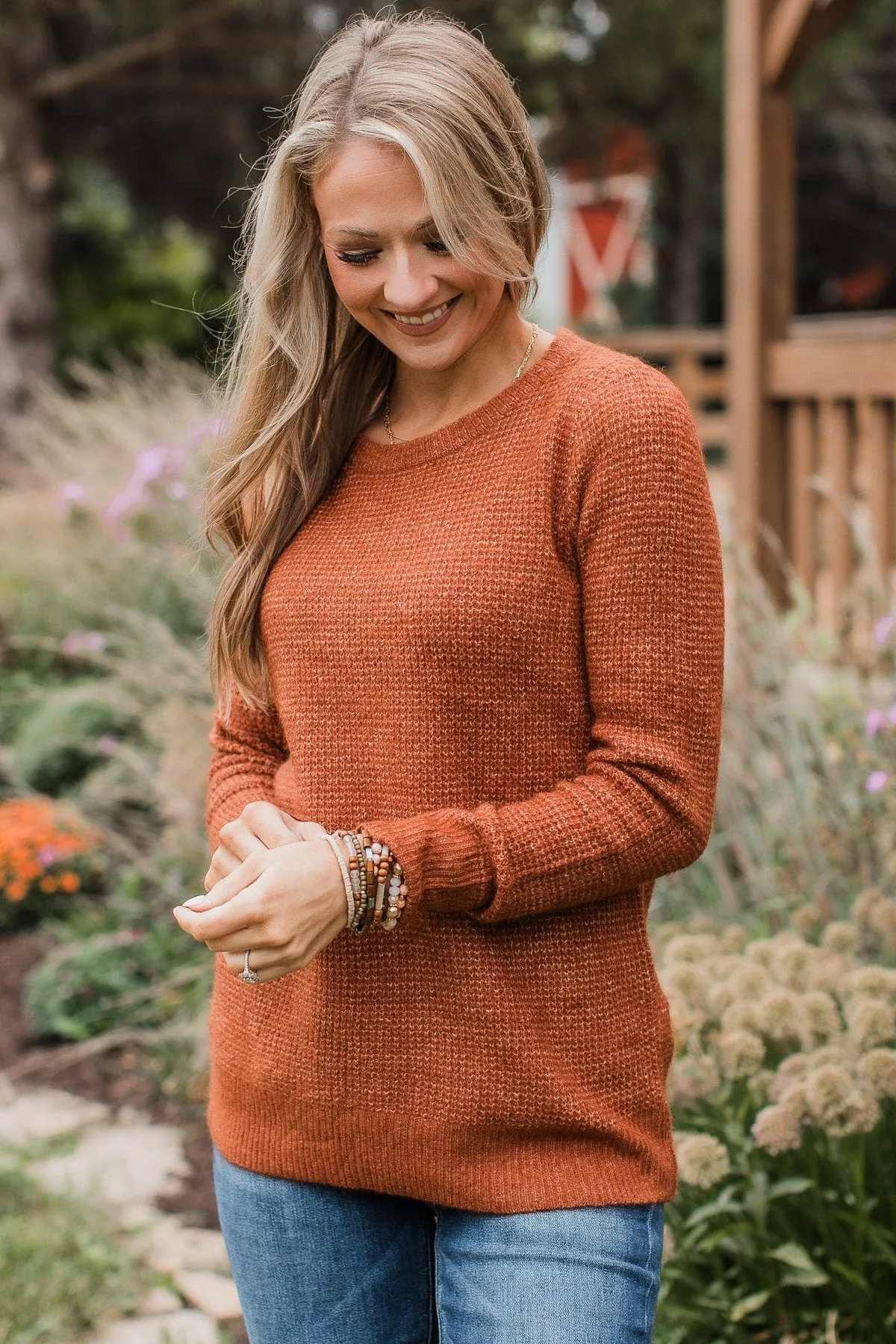 Simply Unforgettable Knit Sweater- Copper