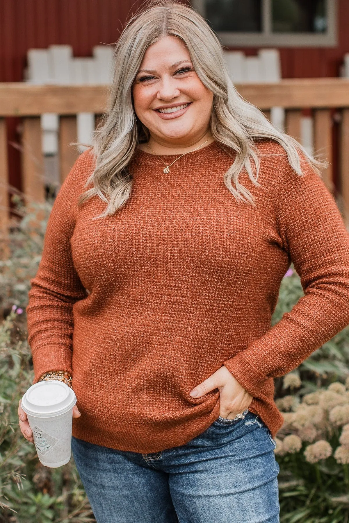 Simply Unforgettable Knit Sweater- Copper