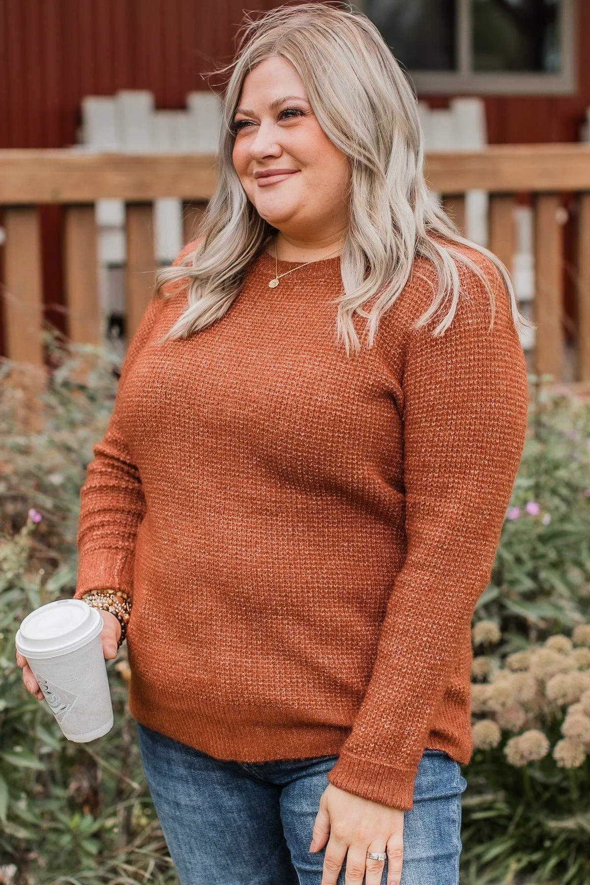 Simply Unforgettable Knit Sweater- Copper