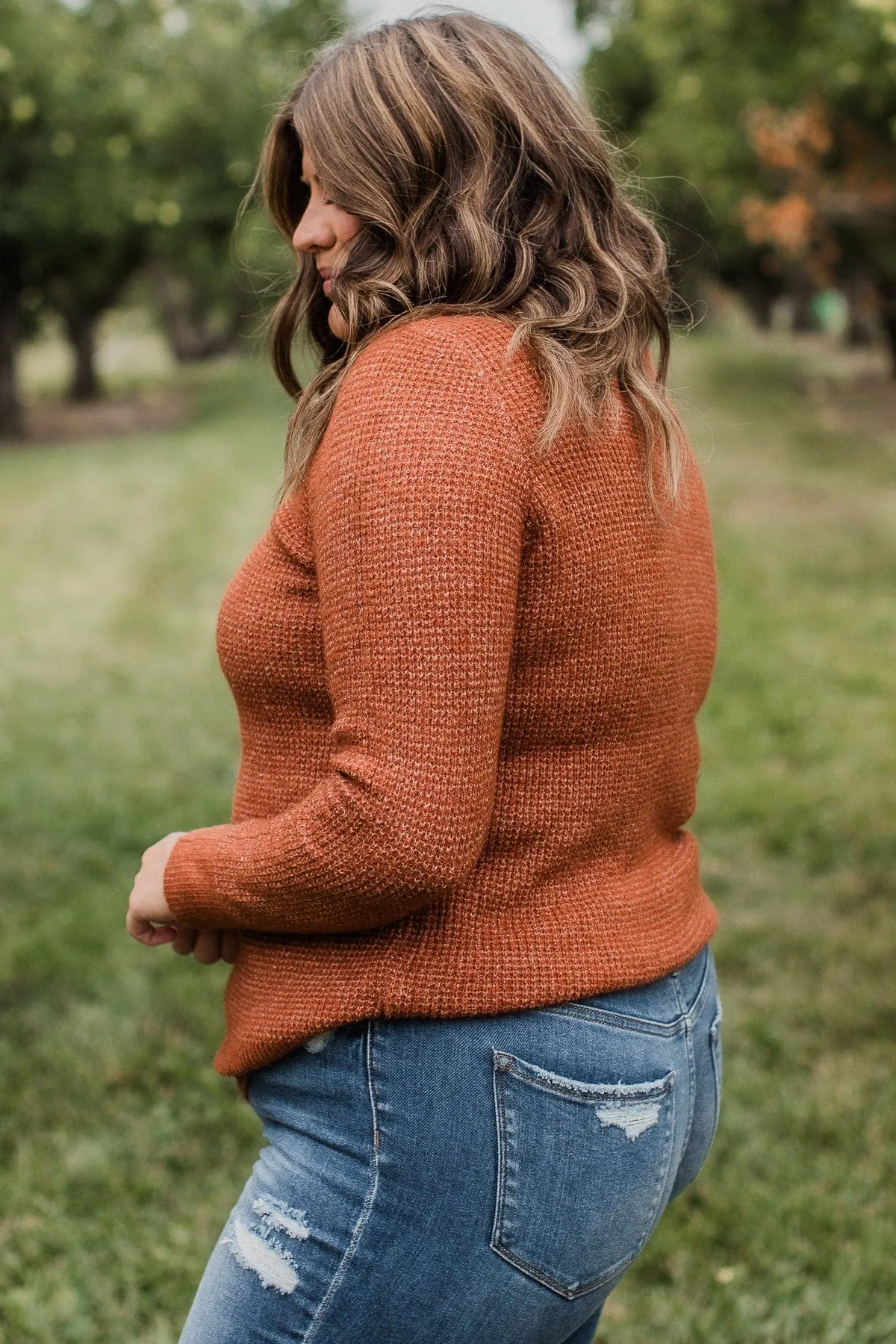 Simply Unforgettable Knit Sweater- Copper