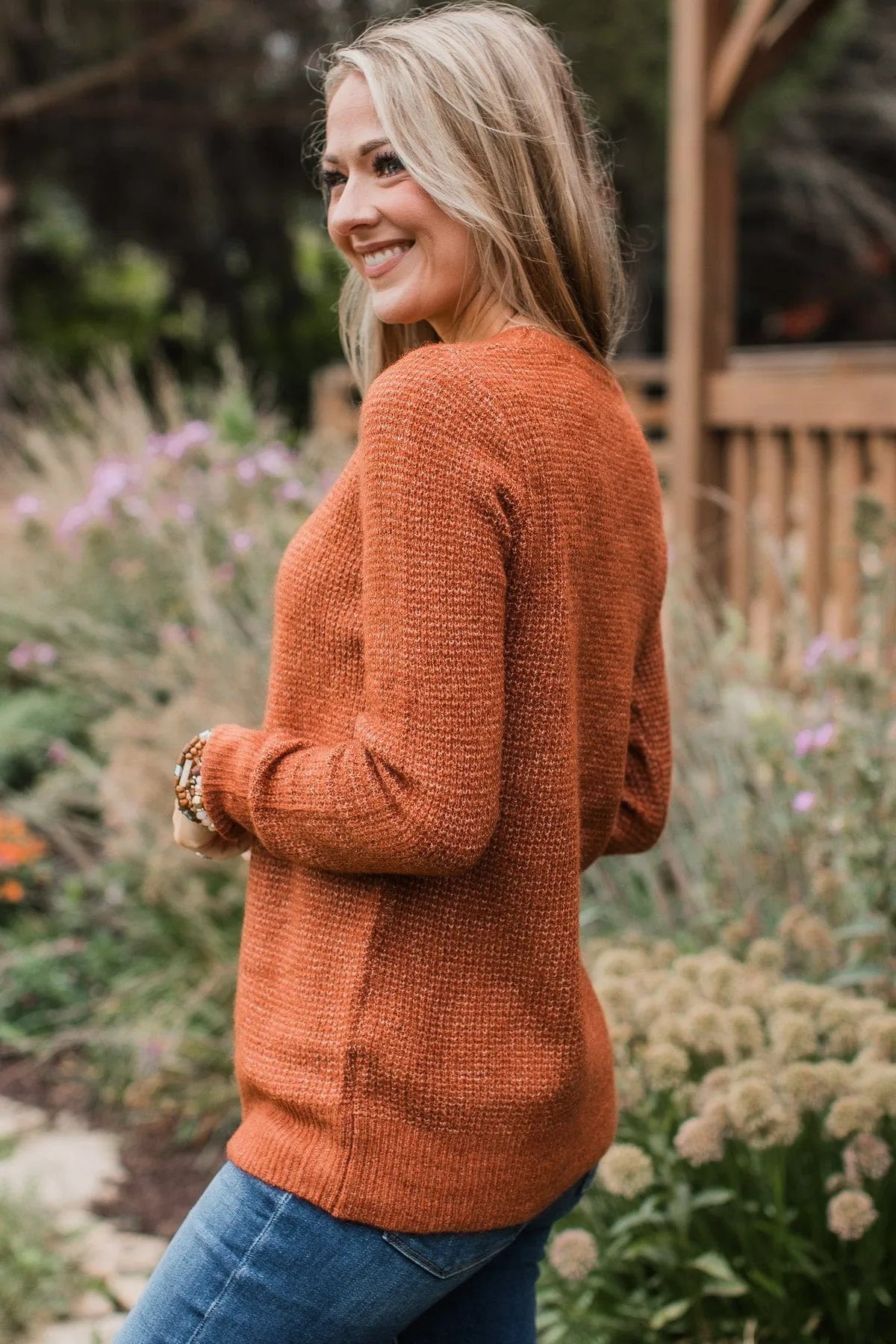 Simply Unforgettable Knit Sweater- Copper