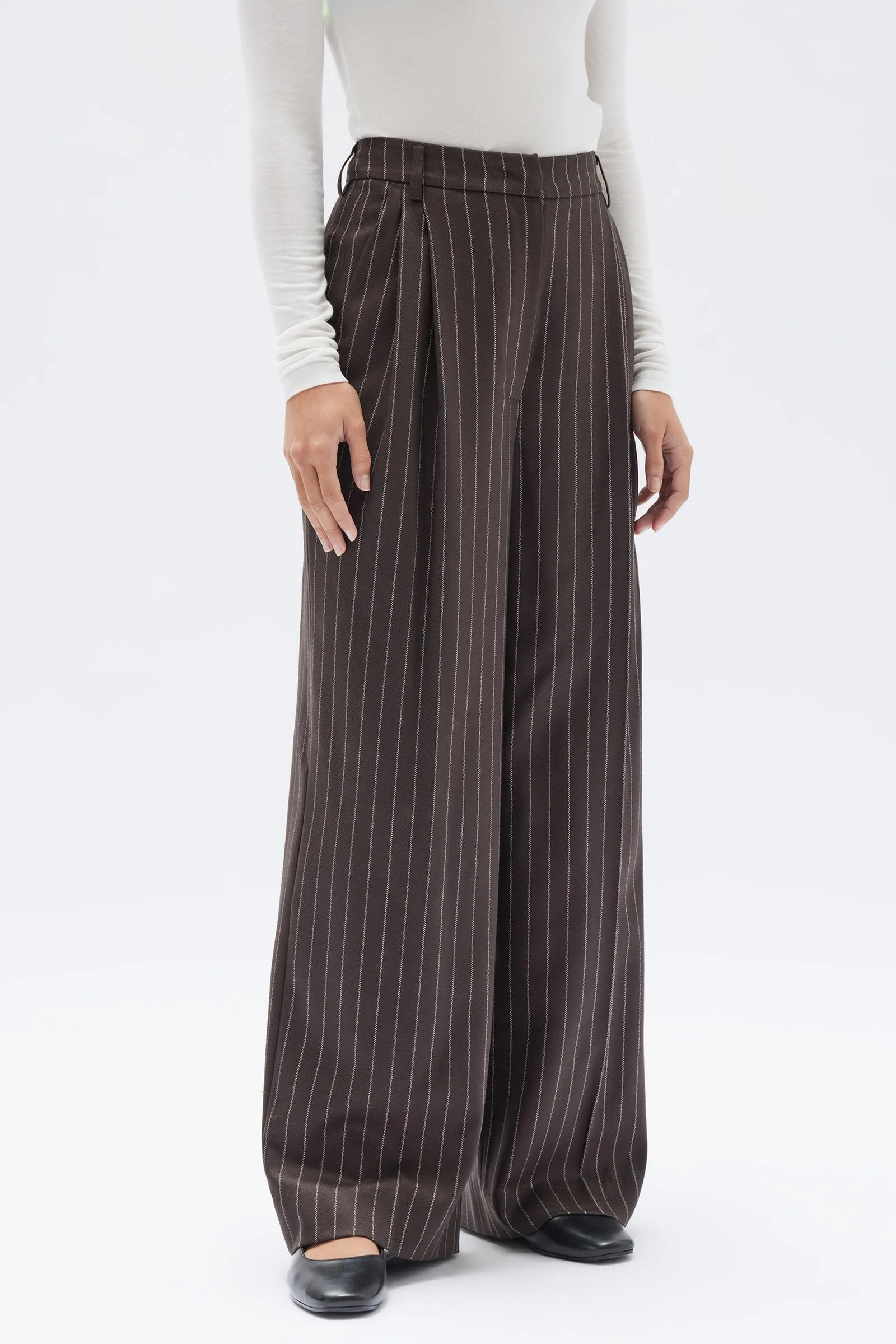 Sofia Wool Pinstripe Pant