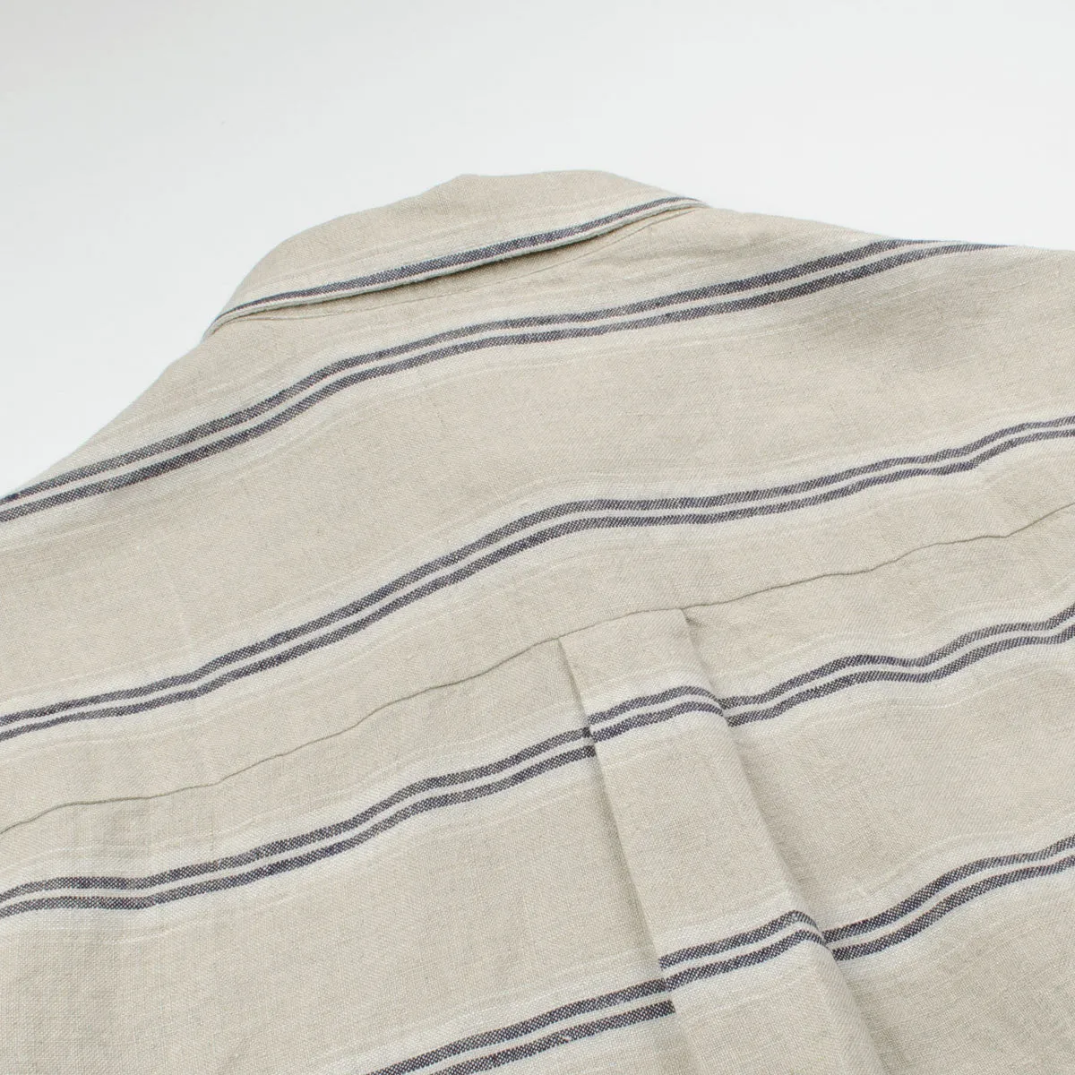 Soulland - Logan Linen Shirt - Beige / Navy Stripes