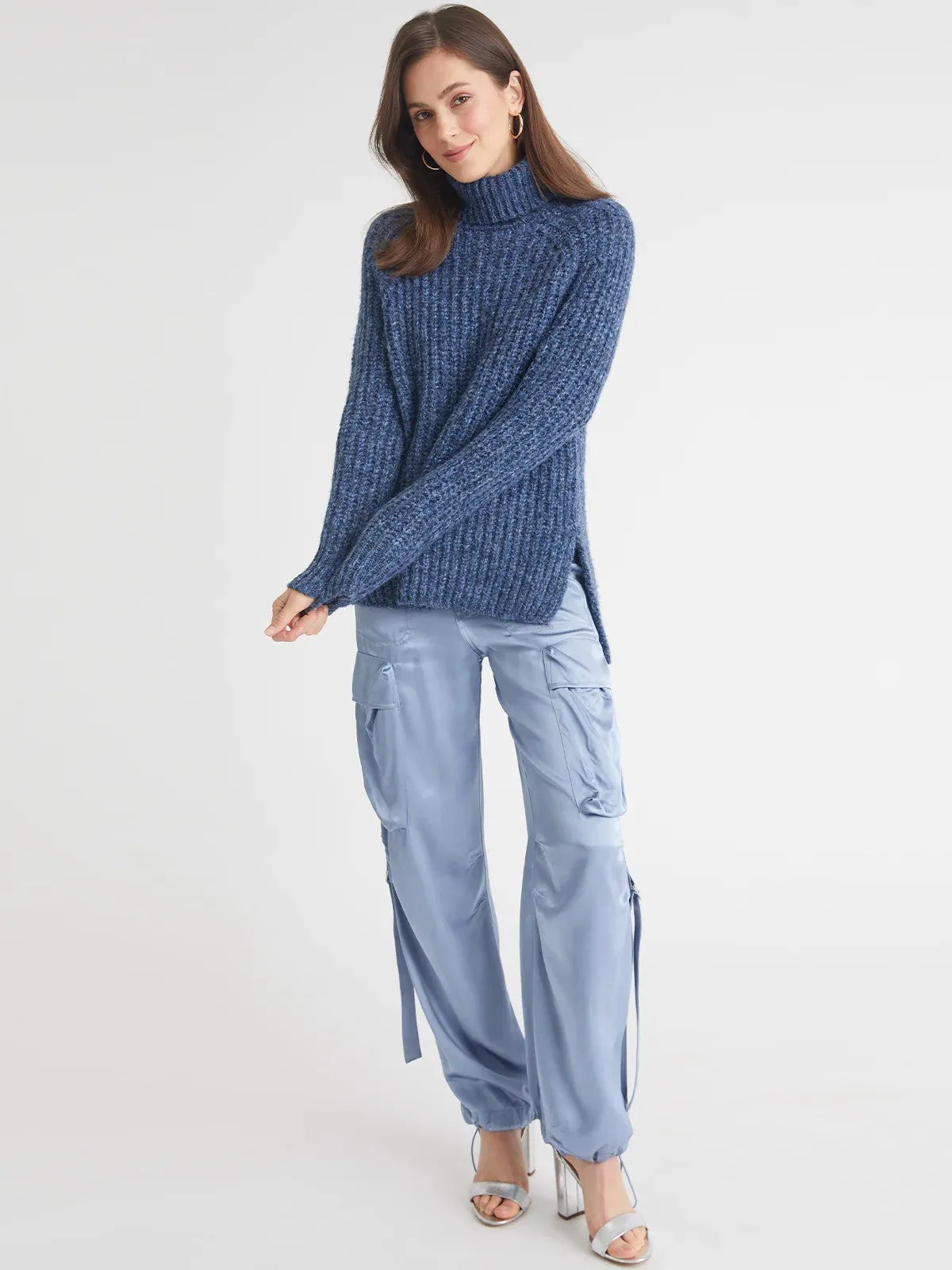 Stella Shaker Turtleneck Sweater - indigo