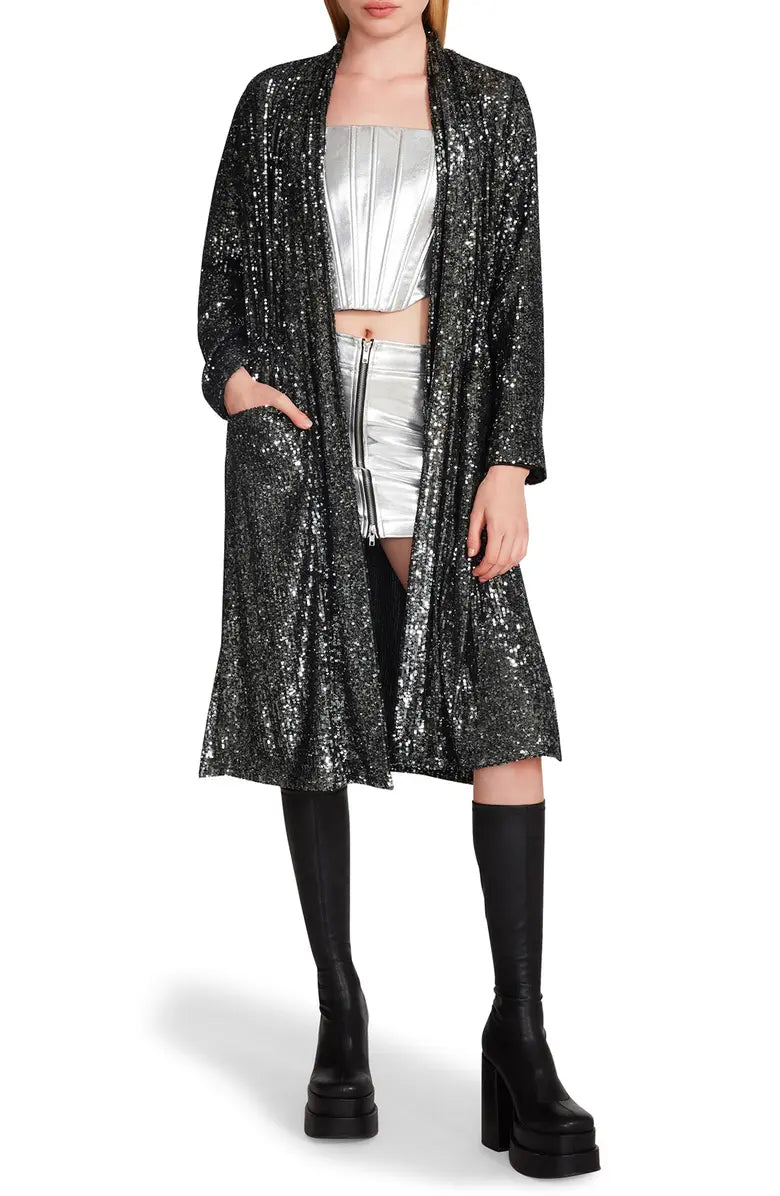 Steve Madden Show Stopper Sequin Jacket - Gunmetal