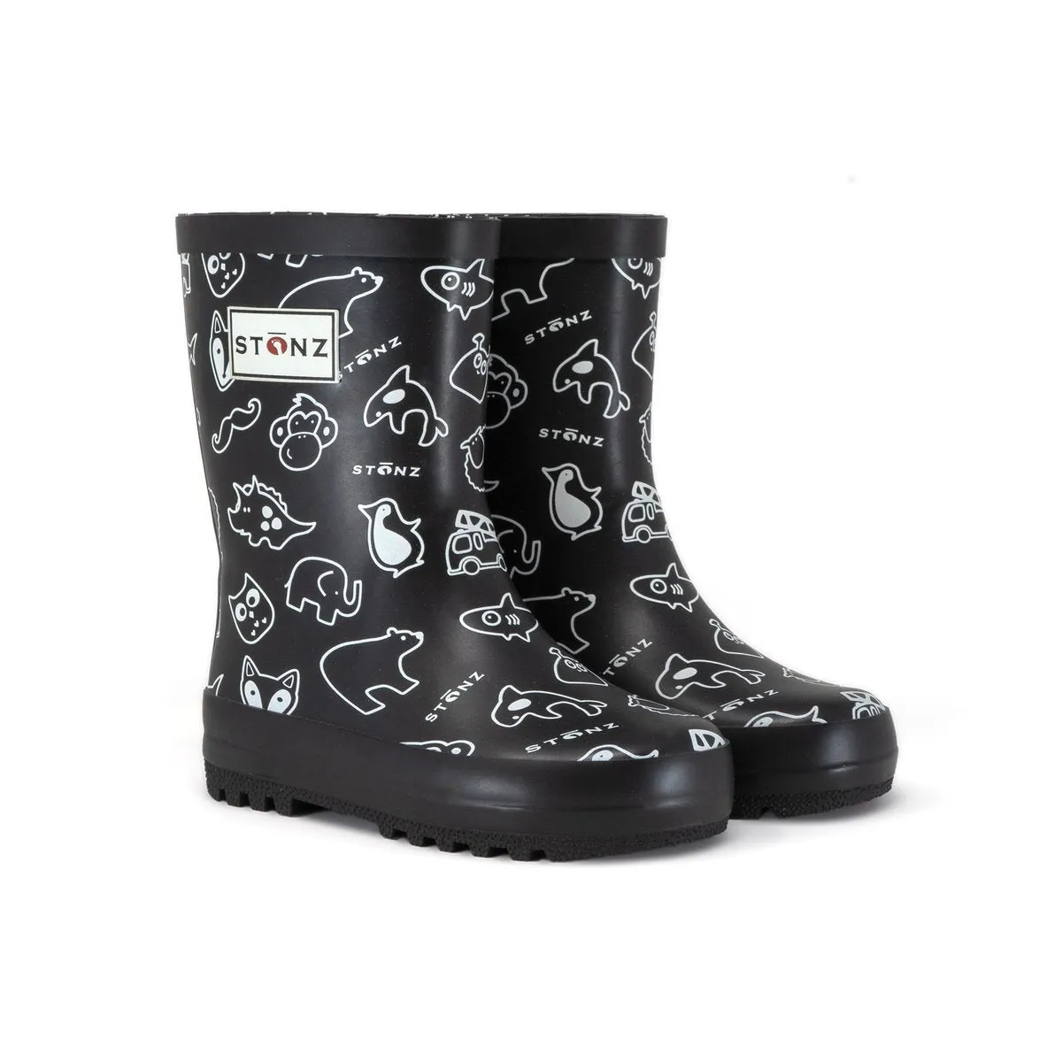 Stonz Rain Boots- Stonz Print - Black