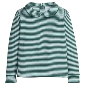 Striped Peter Pan Shirt - Hunter Green