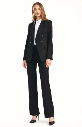 Tailleur pantalon blazer double boutonnage noir