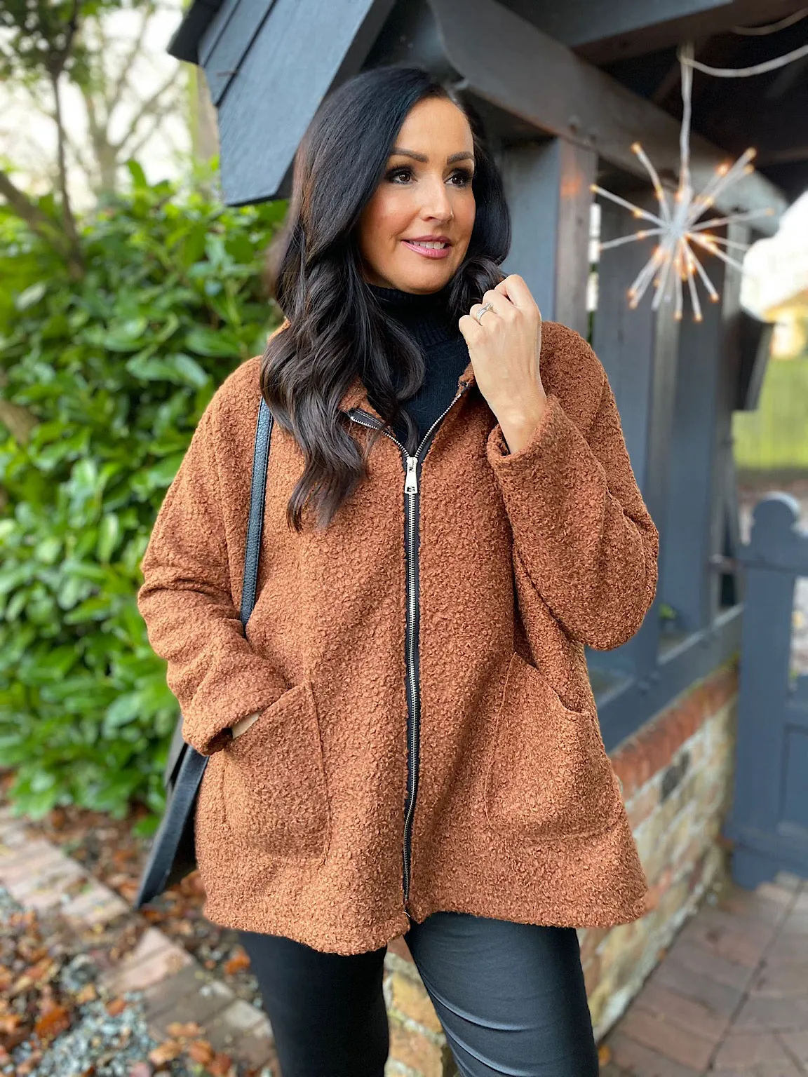 Tan Zip Hooded Jacket Norma