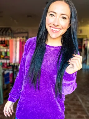 Tara Chenille Pullover Sweater- Purple