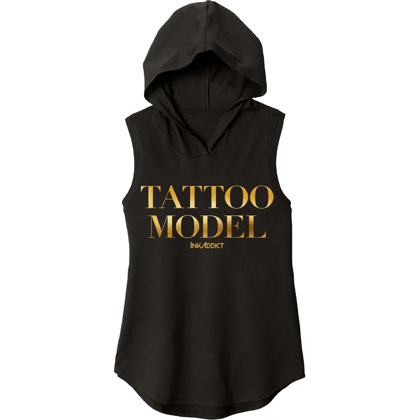 Tattoo Model Gold Women's Sleeveless Hoodie Tee