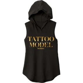 Tattoo Model Gold Women's Sleeveless Hoodie Tee