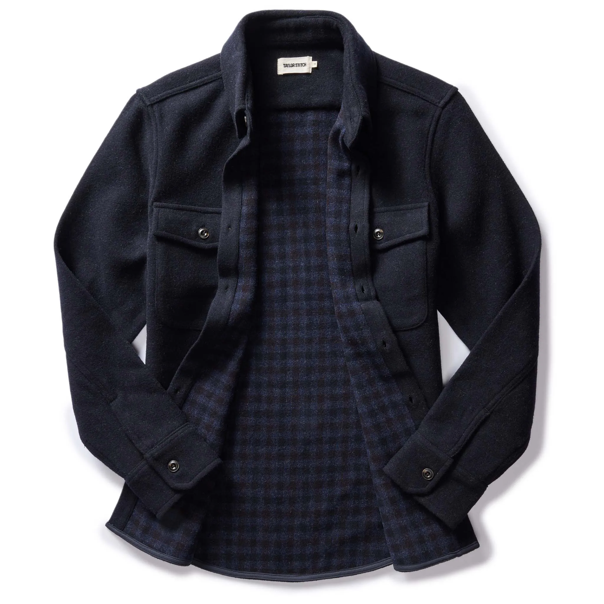 The Maritime Shirt Jacket in Dark Navy Wool