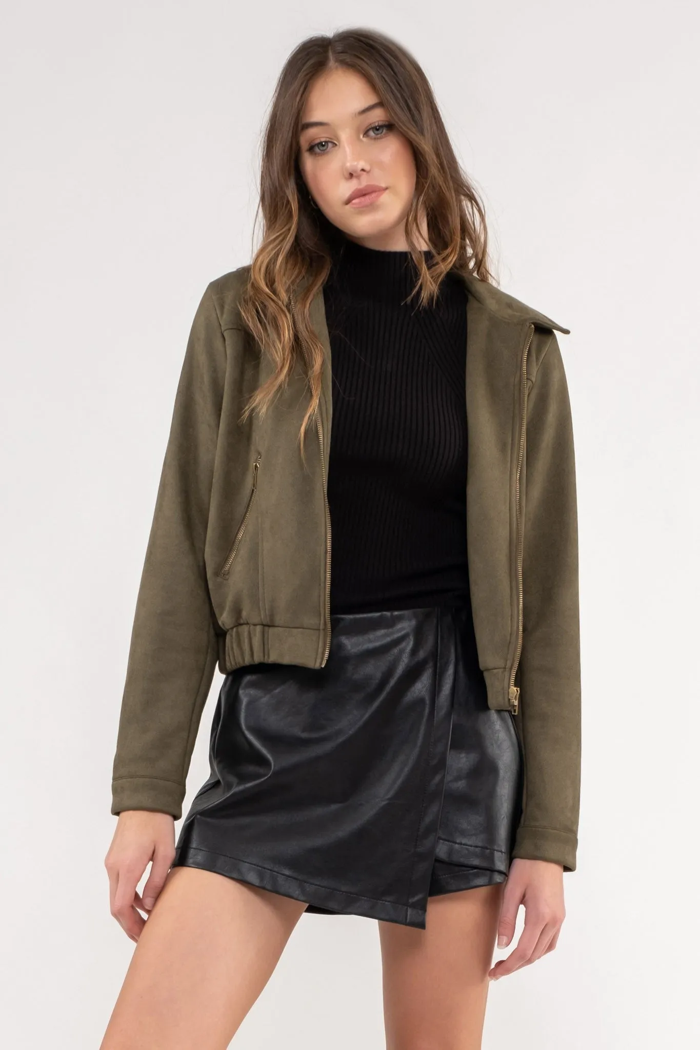 Tiff Collared Front Zip Jacket