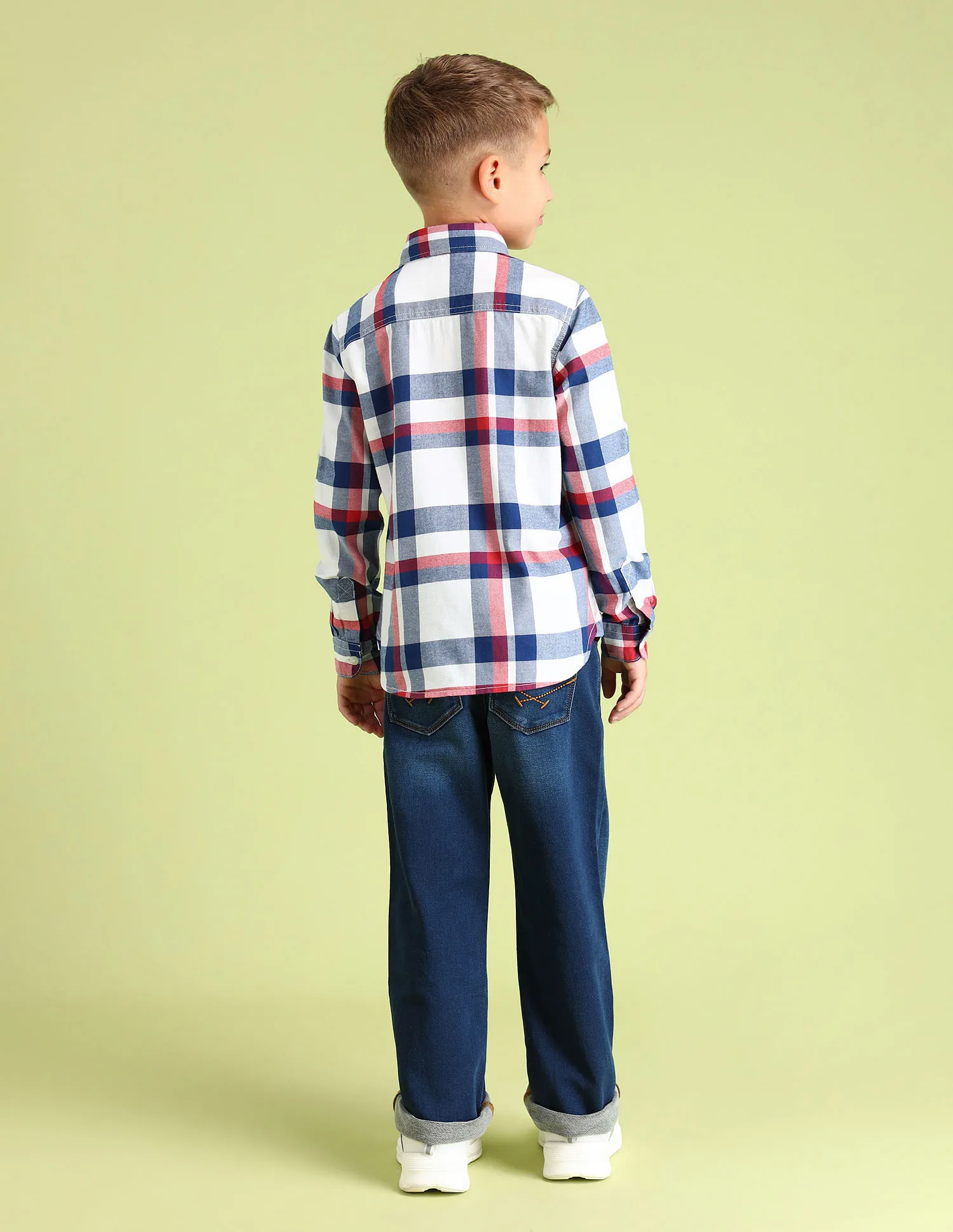 U.S. Polo Assn. Kids Boys Regular Fit Tartan Checks Shirt