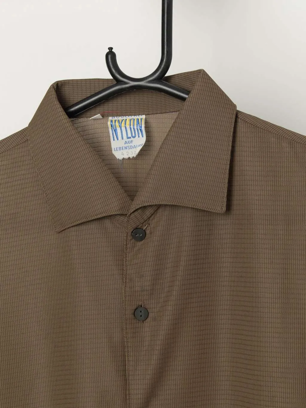 Vintage 1960s brown shirt with short sleeves – Large