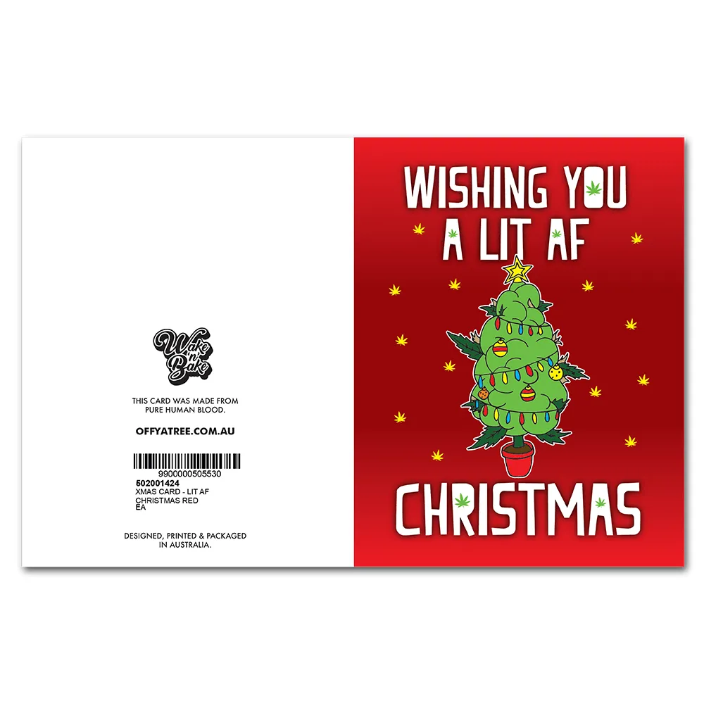 Wake 'N' Bake | Lit Af Christmas Xmas Greeting Card