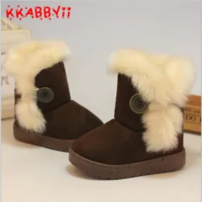 Warm Kids Snow Boots For Children New Toddler Winter Princess Child Shoes Non-slip Flat Round Toe Girls Baby Lovely Boots