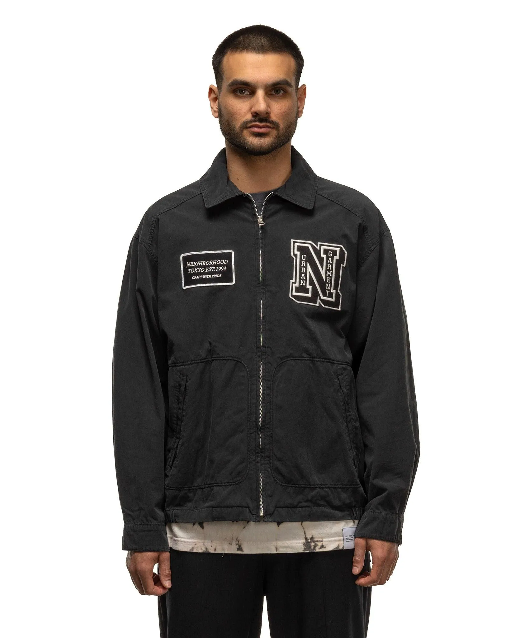 Washed ZIP Work Jacket Black