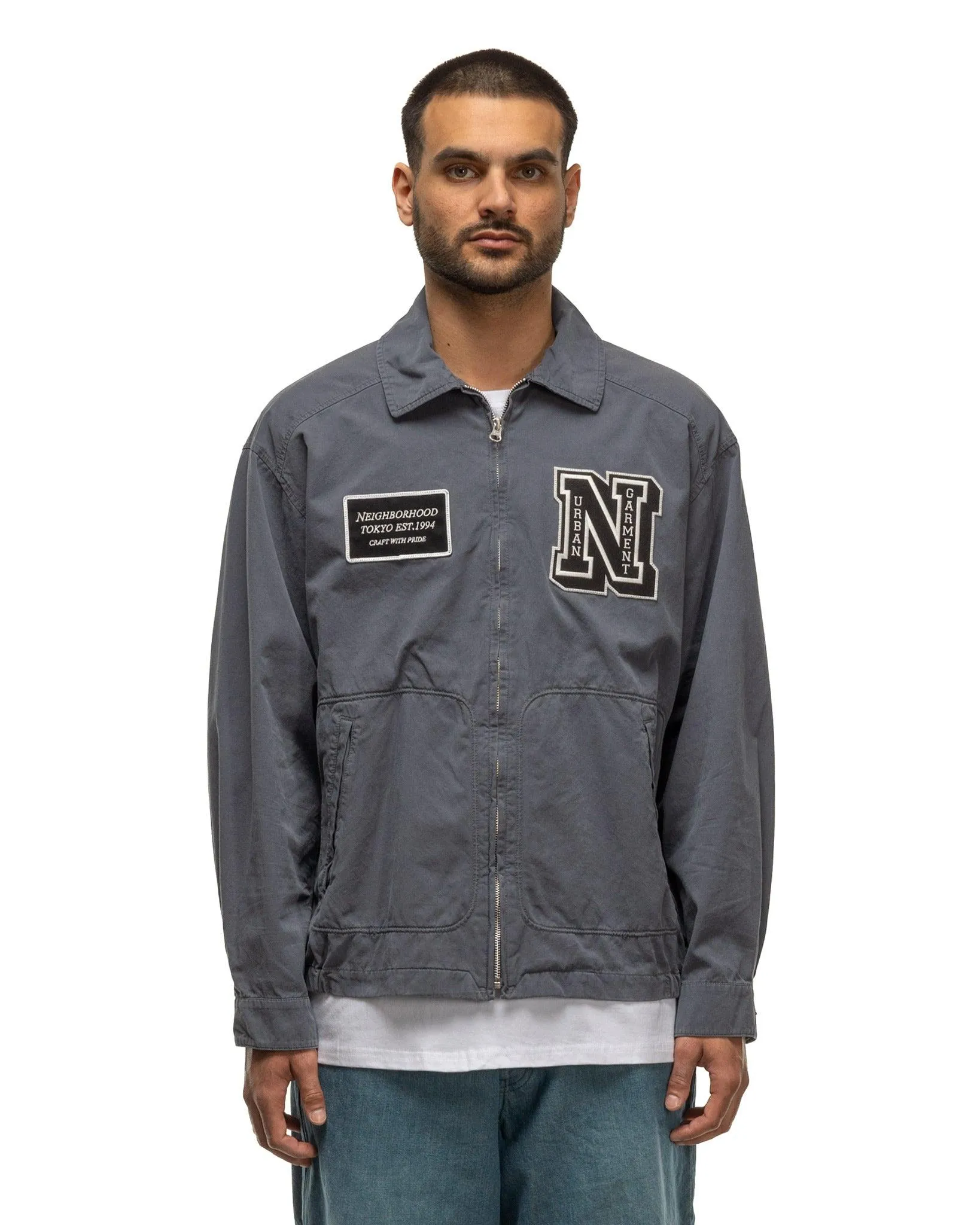 Washed ZIP Work Jacket Grey