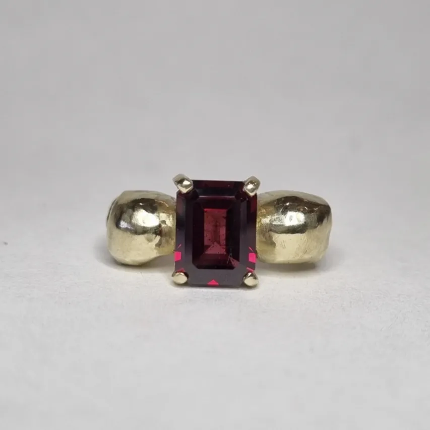 Watery Grave - Yellow Gold + Garnet- Ready to Ship