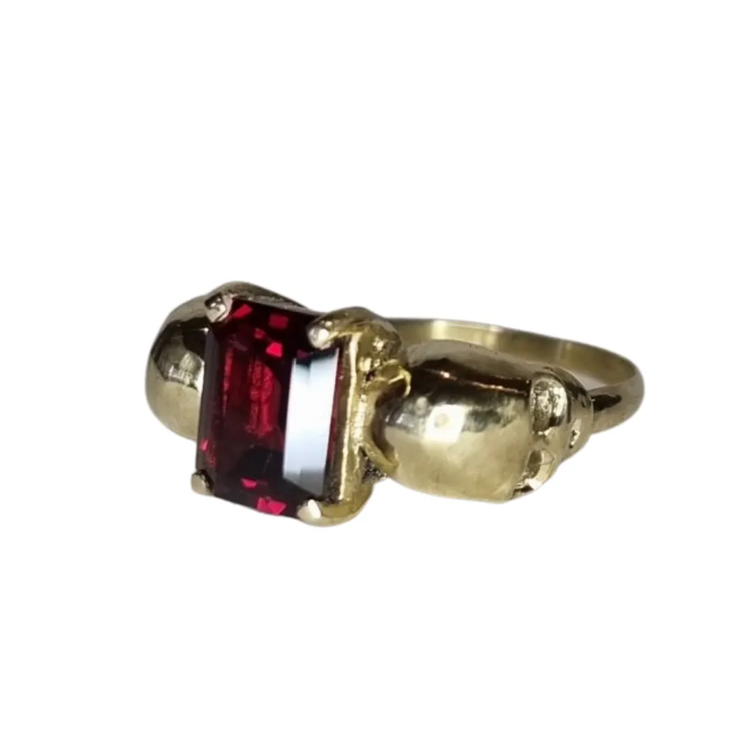 Watery Grave - Yellow Gold + Garnet- Ready to Ship