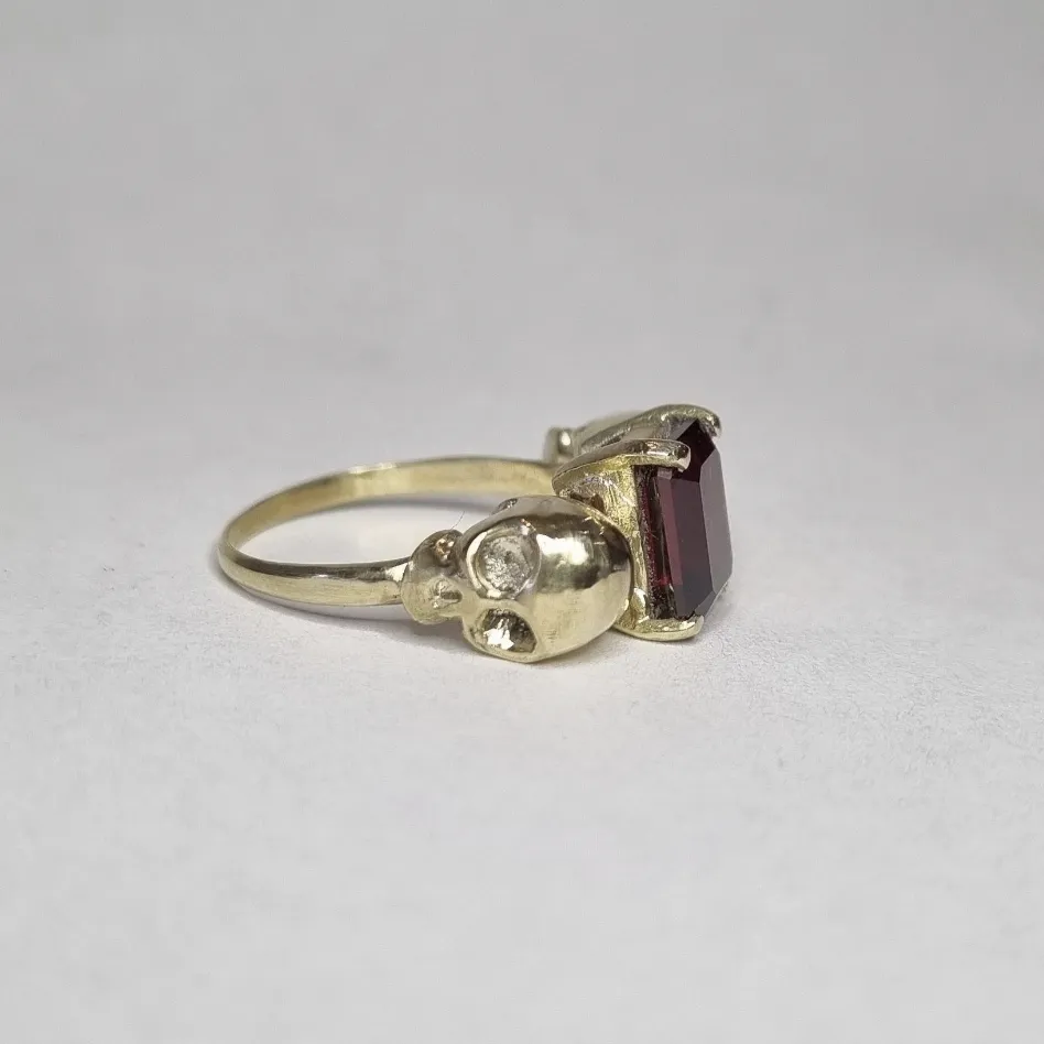 Watery Grave - Yellow Gold + Garnet- Ready to Ship