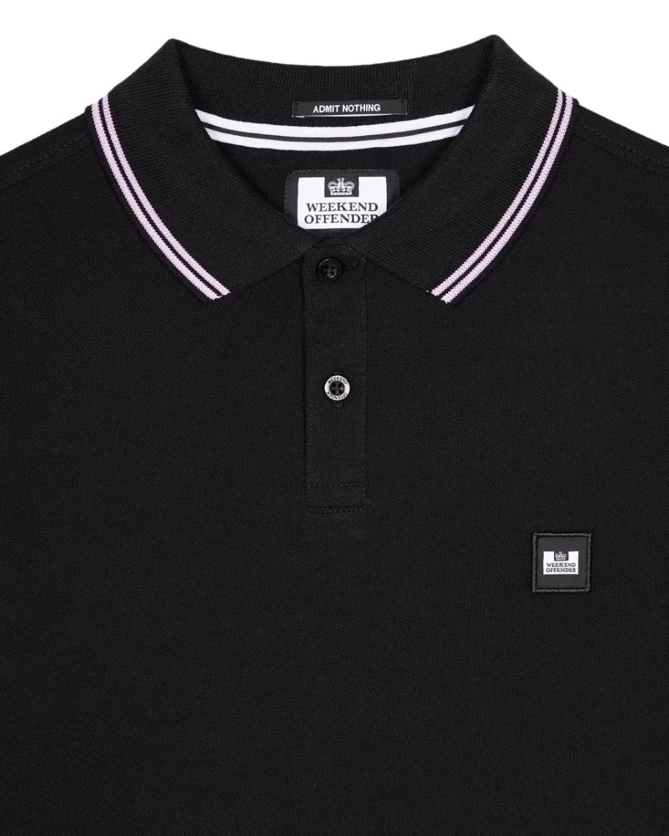 Weekend Offender Farina Double Tipped Polo Shirt Black Snap Dragon