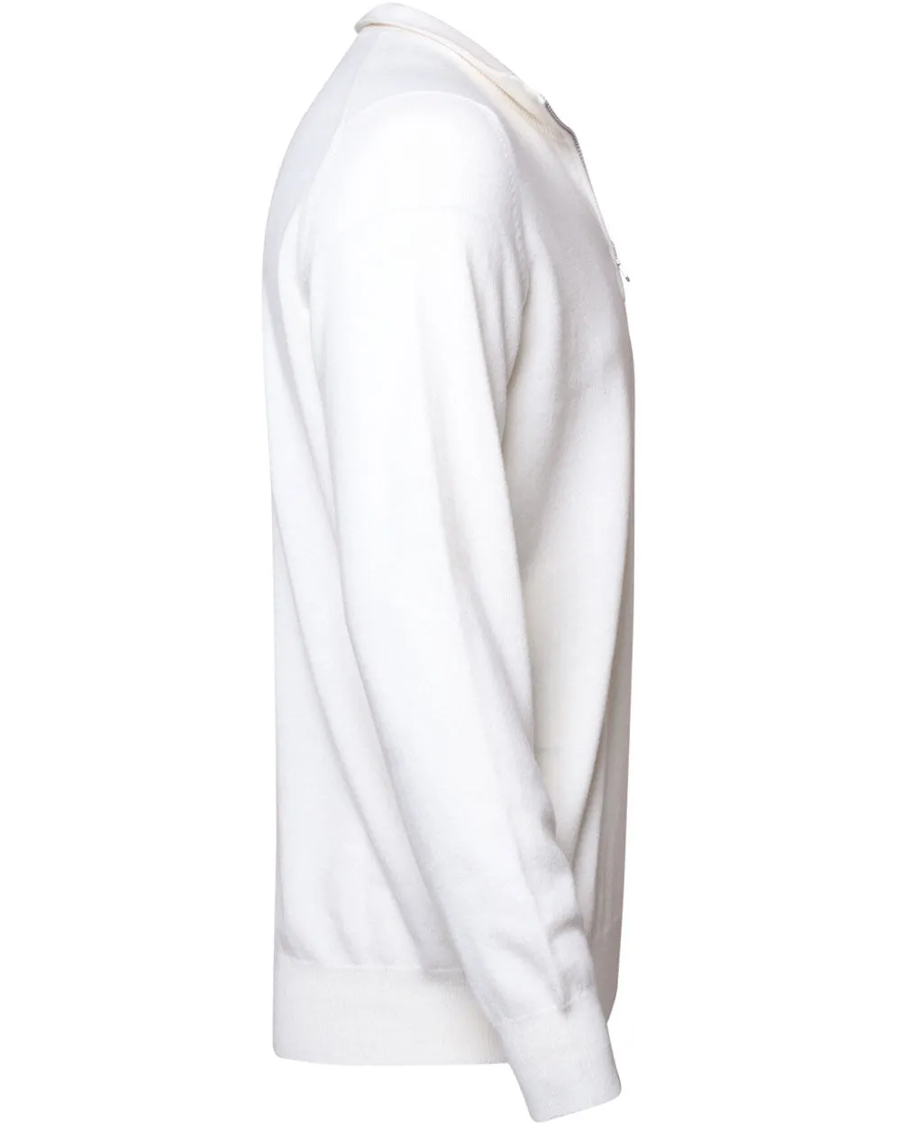 White Cashmere Quarter Zip Sweater