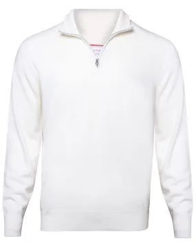 White Cashmere Quarter Zip Sweater