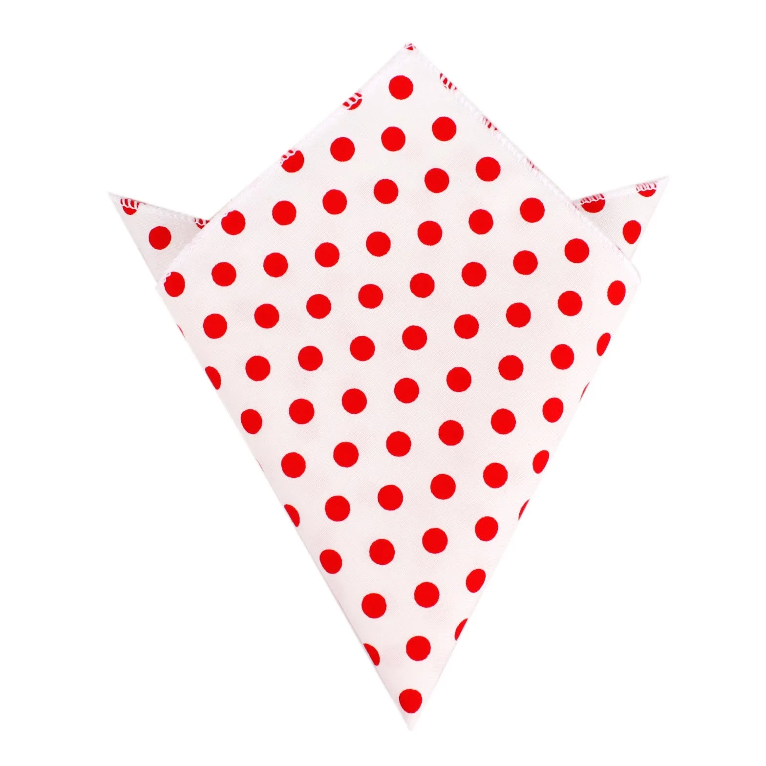 White Cotton with Large Red Polka Dots Pocket Square