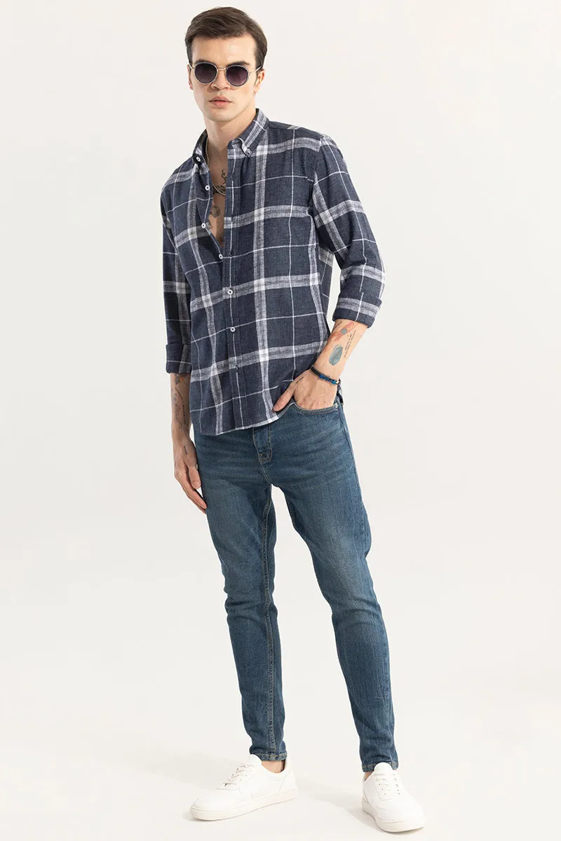 Widegrid Navy Checks Shirt