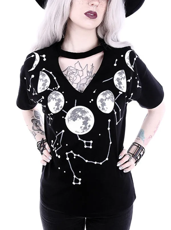 Women's Moon Phases Choker Tee