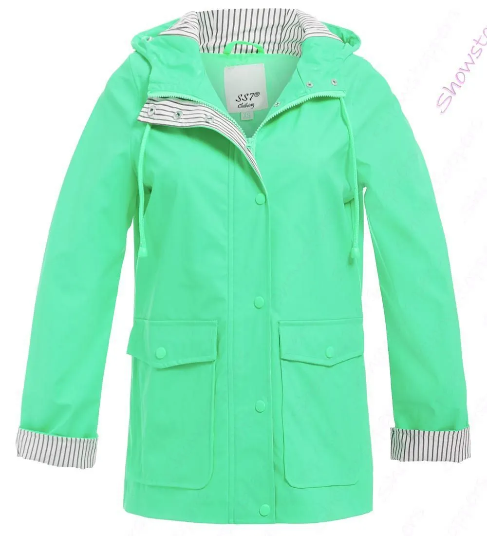 Womens Rain Mac Waterproof Raincoat Ladies Jacket Size 8 10 12 14 16 18 Mint