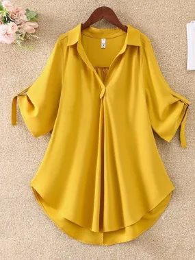 Women's Versatile Solid Color Half Sleeve Shirt Blouse